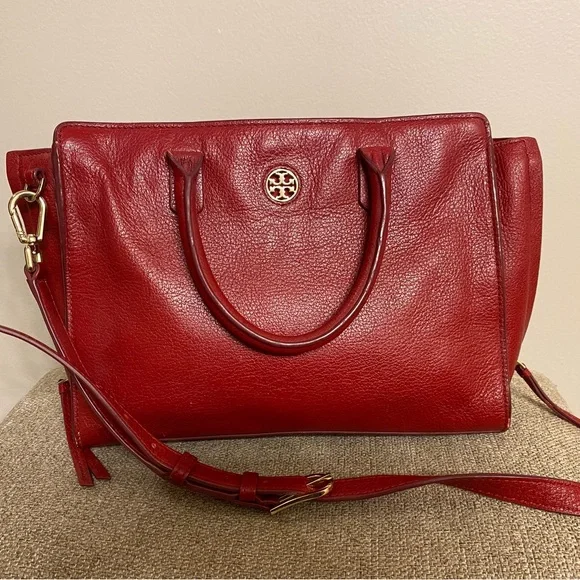 💯VERY RARE Tory Burch Leather Satchel in Red Leather - Picture 2 of 10